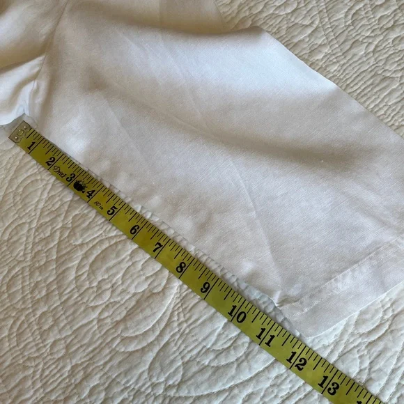 100% Linen Tunic Shirt Jacket Embroidered Flamingo Palm Women’s XL White Preppy - Picture 13 of 15